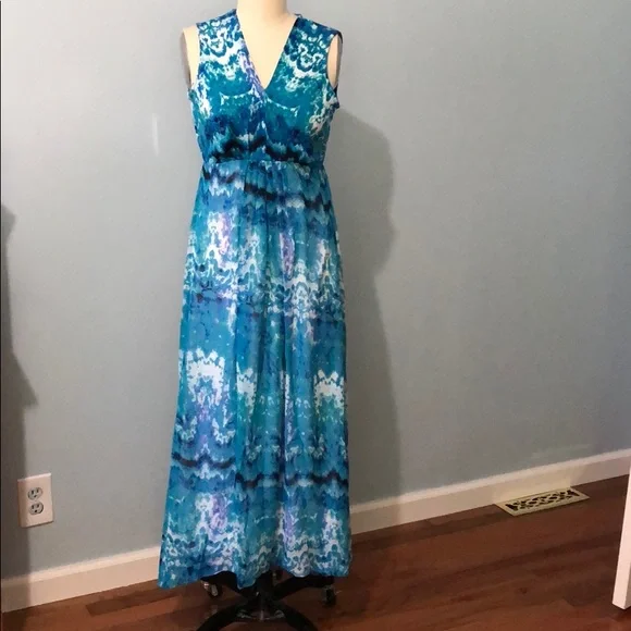 Kate & Mallory | Dresses | 22 Kate Mallory Blue And White Tie Dye High Low Maxi  Dress | Poshmark